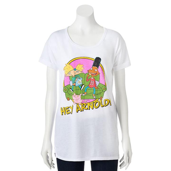 Juniors' Nickelodeon Hey Arnold! Gerald Graphic Tee, Girl's, Size: Medium, White