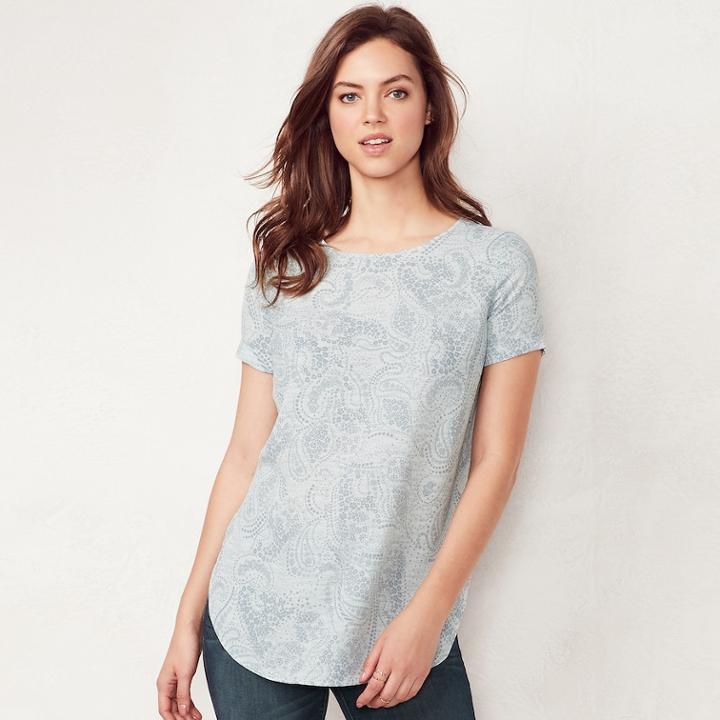 Women's Lc Lauren Conrad Keyhole Tee, Size: Large, Blue