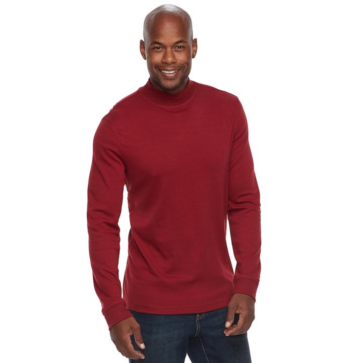 Men's Croft & Barrow&reg; Classic-fit Easy-care Mockneck Pullover, Size: Xxl, Med Red