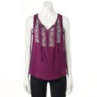 Women's Sonoma Goods For Life&trade; Embroidered Challis Tank, Size: Xl, Med Purple