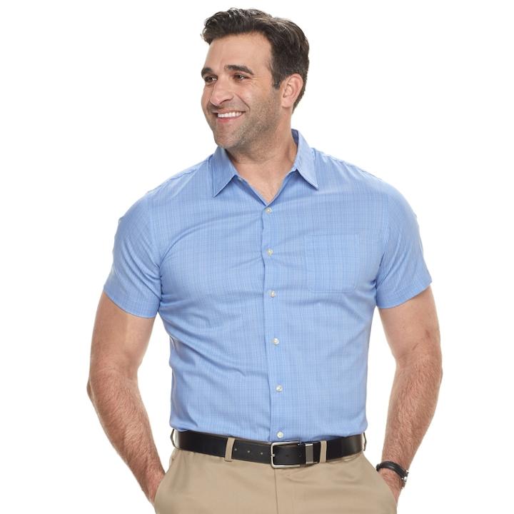 Big & Tall Van Heusen Flex Classic-fit Non-iron Poplin Button-down Shirt, Men's, Size: L Tall, Light Blue
