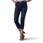 Women's Lee Arleigh Comfort Waist Embroidered Capris, Size: 14 Avg/reg, Dark Blue