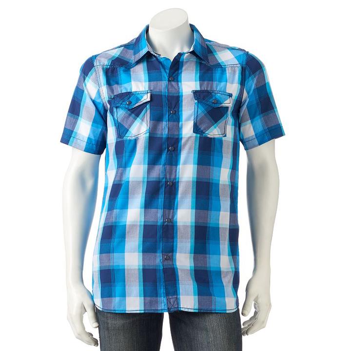 Men's Burnside Plaid Button-down Shirt, Size: Xl, Blue