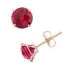 Lab-created Ruby 10k Gold Stud Earrings, Women's, Red