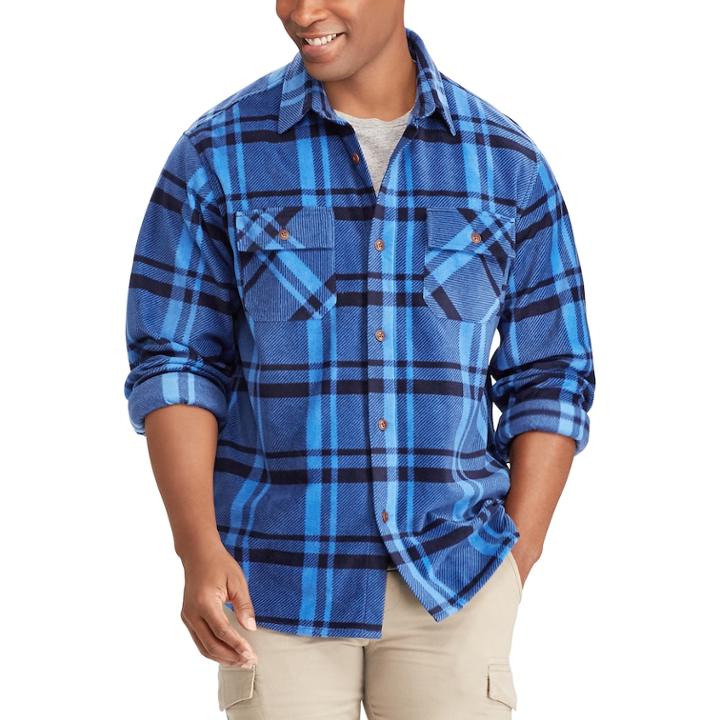 Big & Tall Chaps Classic-fit Microfleece Shirt Jacket, Men's, Size: Xxl Tall, Blue