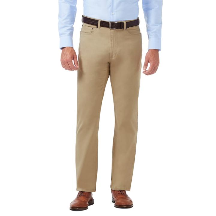 Men's J.m. Haggar Premium Relaxed-fit Stretch 5-pocket Pants, Size: 34x32, Beige Oth