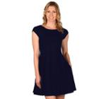 Women's Larry Levine Fit & Flare Ponte Dress, Size: Large, Blue (navy)