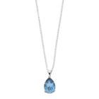 Brilliance Silver Tone Teardrop Pendant Necklace With Swarovski Crystals, Women's, Blue