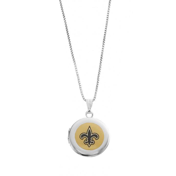 New Orleans Saints Sterling Silver Locket, Women's, Size: 18, Grey
