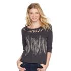 Women's Rock & Republic&reg; Twisted Cutout Tee, Size: Small, Grey
