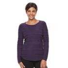 Women's Croft & Barrow&reg; Long Sleeve Curved Hem Sweater, Size: Xs, Med Purple
