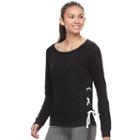 Juniors' So&reg; Perfectly Soft Lace-up Sweatshirt, Teens, Size: Small, Black