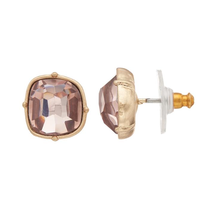 Simply Vera Vera Wang Pink Simulated Crystal Cushion Stud Earrings, Women's