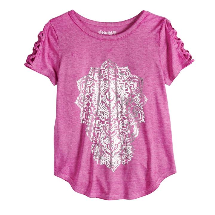 Girls 7-16 & Plus Size Mudd&reg; Short Sleeve Graphic Tee, Size: 18 1/2, Pink