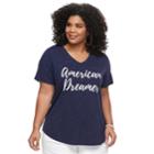 Plus Size Apt. 9 Graphic V-neck Tee, Women's, Size: 3xl, Blue (navy)