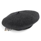 Women's David & Young Safety Pin Star Charm Wool Beret, Grey (charcoal)