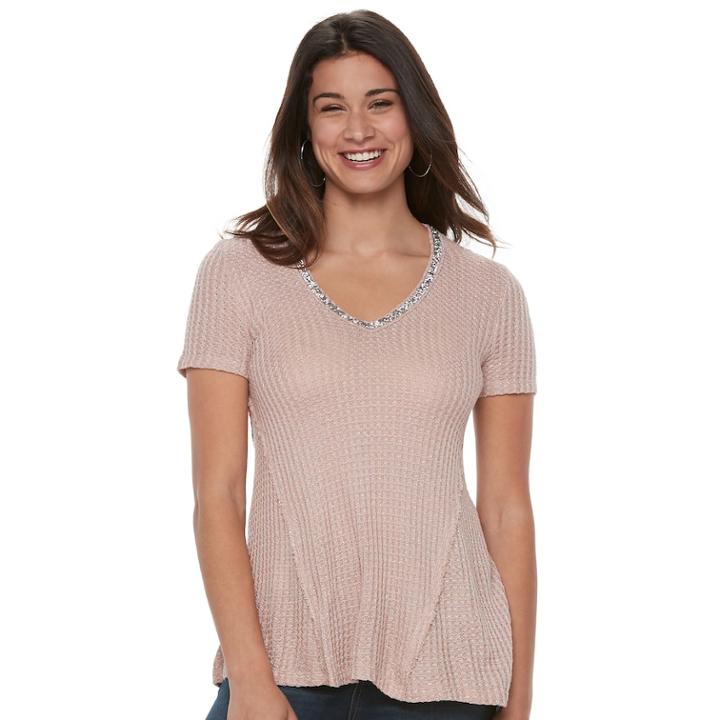 Women's Juicy Couture Glitter Textured Tee, Size: Small, Dark Grey