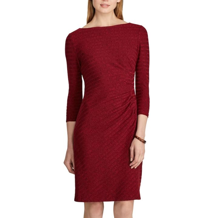 Women's Chaps Knit Bateau Neckline Sheath Dress, Size: 16, Red