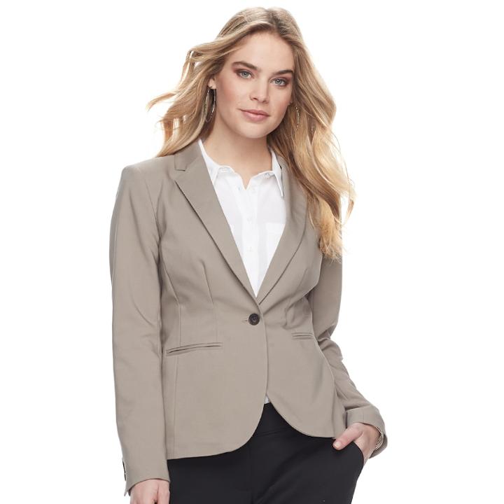 Women's Apt. 9&reg; Torie Solid Blazer, Size: 4, Dark Beige