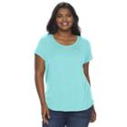 Juniors' Plus Size So&reg; Short Sleeve Scoopneck Tee, Girl's, Size: 1xl, Turquoise/blue (turq/aqua)
