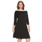 Plus Size Chaps Colorblock Fit & Flare Dress, Women's, Size: 18 W, Black