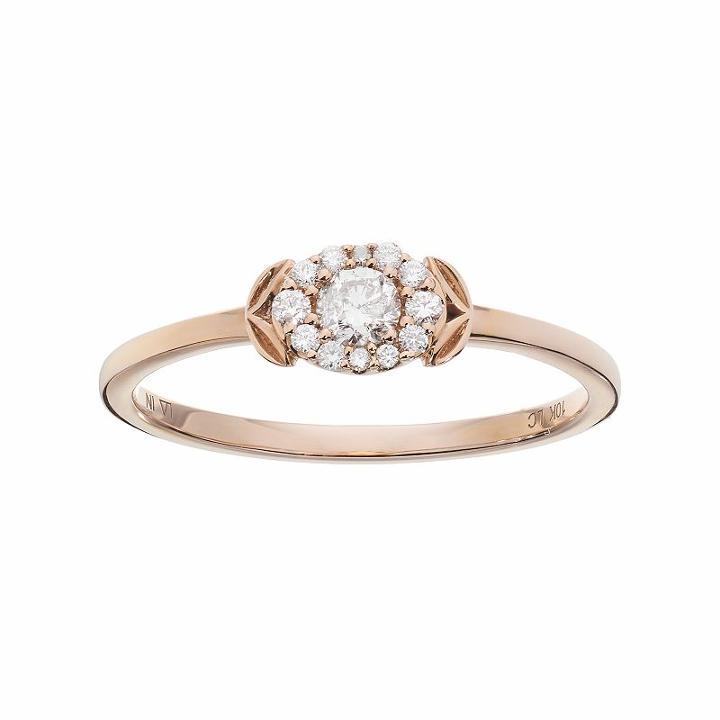 Lc Lauren Conrad 10k Rose Gold 1/5 Carat T.w. Diamond Rose Ring, Women's, Size: 6, White