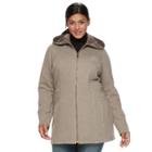 Plus Size Sebby Collection Long Fleece Jacket, Women's, Size: 2xl, Lt Brown