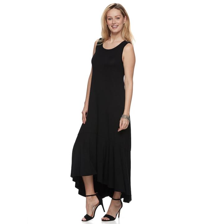 Petite Apt. 9&reg; Ruffle High-low Maxi Dress, Women's, Size: S Petite, Black