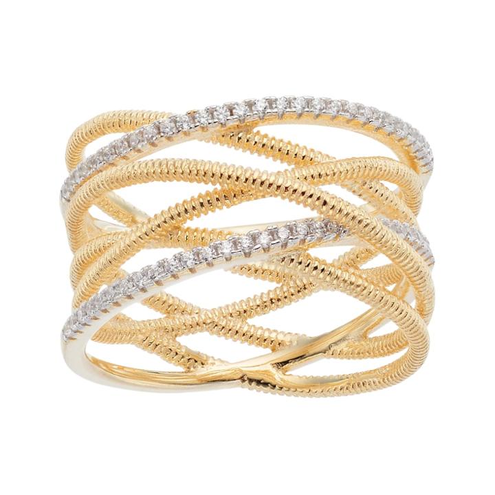 14k Gold Over Silver Intertwined Coil Ring, Women's, Size: 7, White