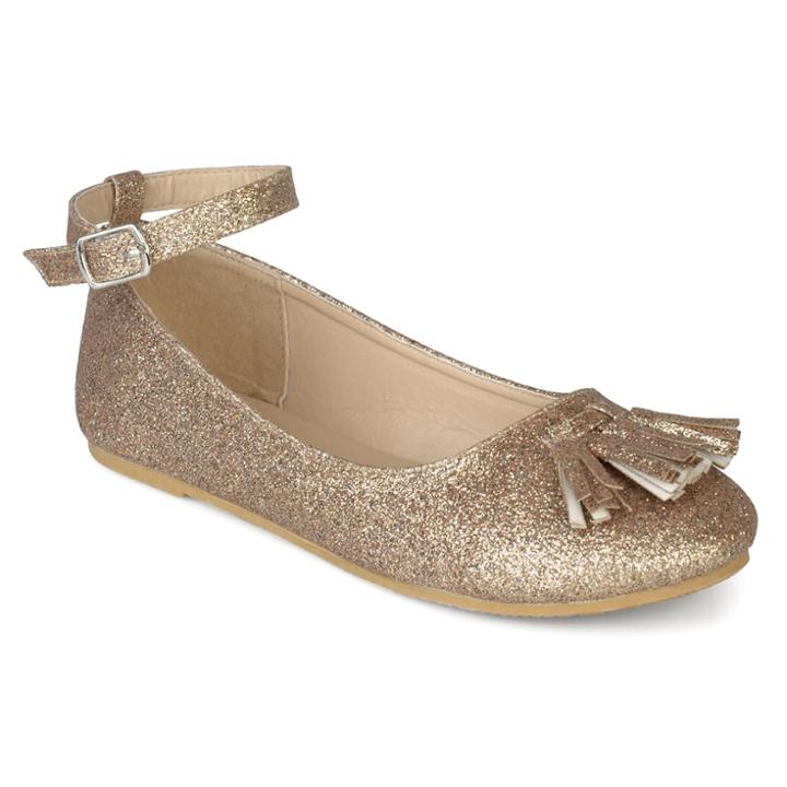 Journee Collection Bardot Girls' Dress Shoes, Size: 3, Gold