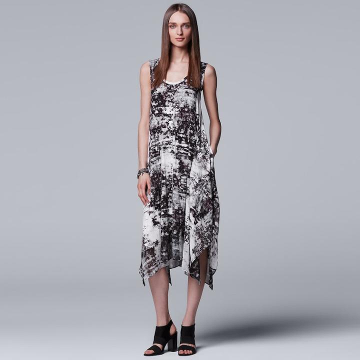 Women's Simply Vera Vera Wang Print Handkerchief Tank Dress, Size: Medium, White