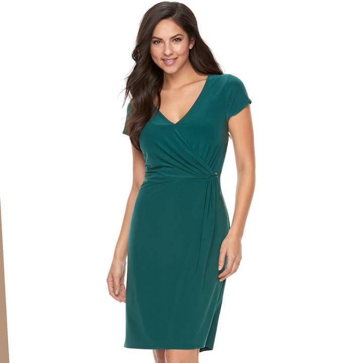 Women's Jennifer Lopez Asymmetrical Faux-wrap Dress, Size: Xs, Dark Green