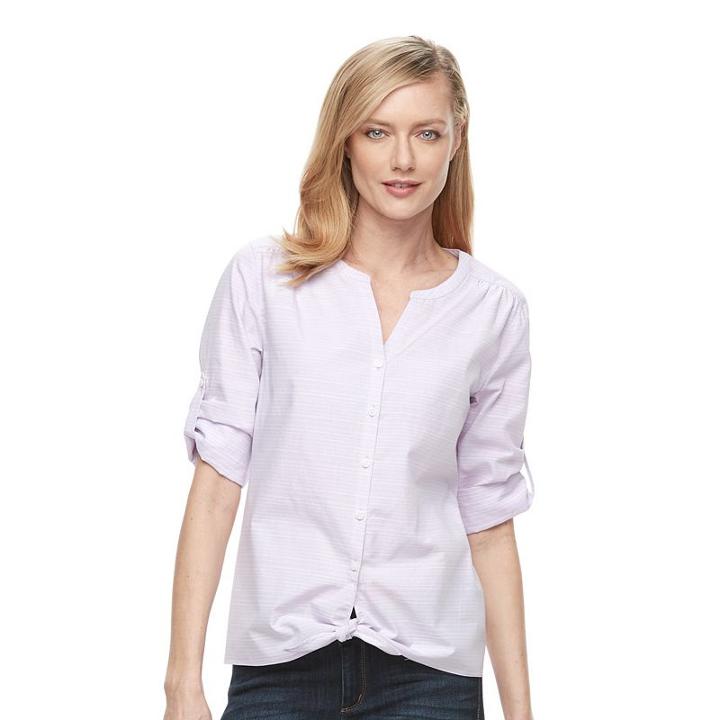 Women's Croft & Barrow&reg; Tie-front Shirt, Size: Xxl, Lt Purple