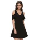Juniors' Almost Famous Cold-shoulder Fit & Flare Dress, Girl's, Size: Large, Black