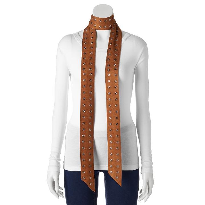 Mudd&reg; Grommet Skinny Scarf, Women's, Dark Beige
