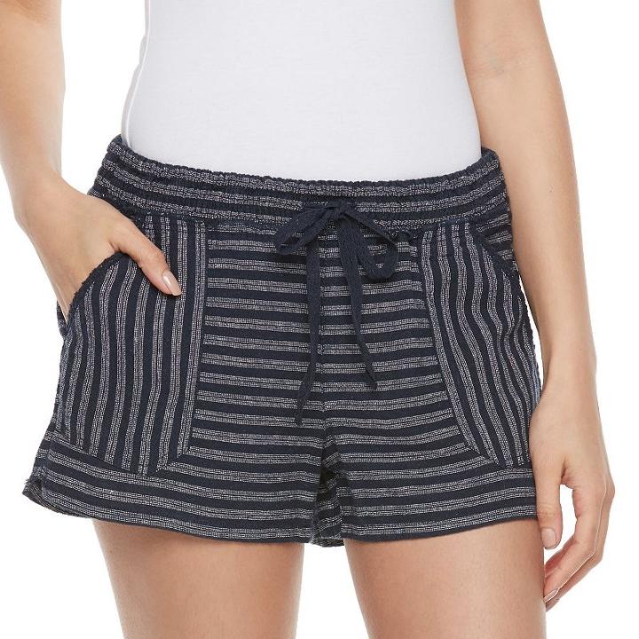 Juniors' Rewind Crochet Linen-blend Shorts, Girl's, Size: Large, Green Oth