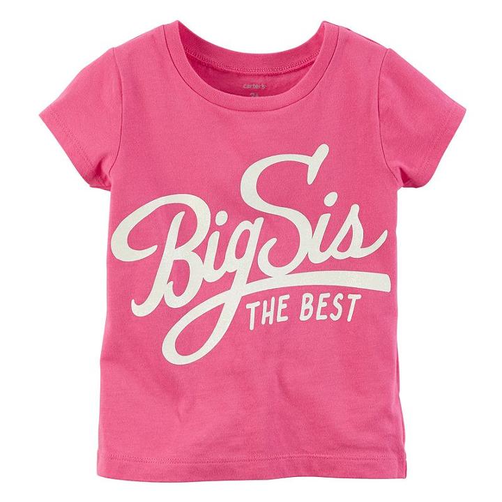 Girls 4-8 Carter's Short Sleeve Pink Big Sis Graphic Tee, Girl's, Size: 6x