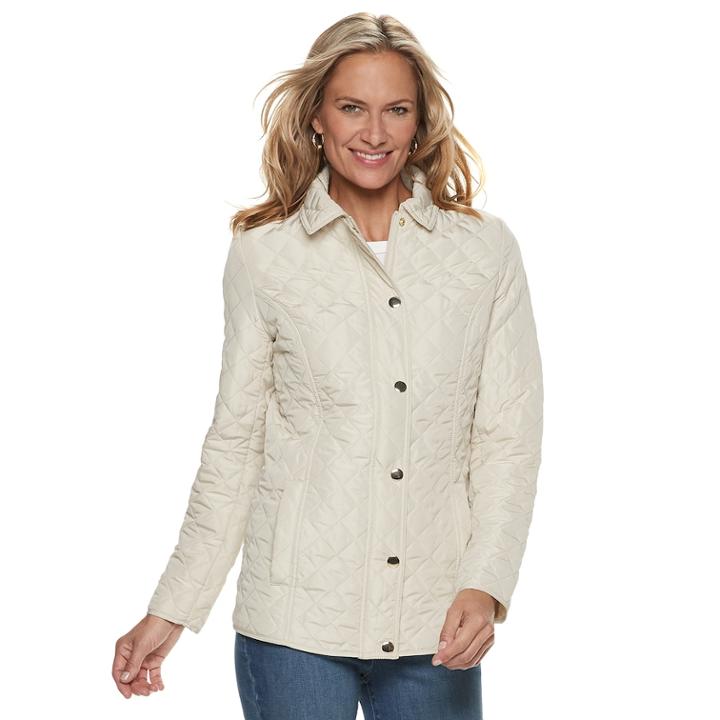 Women's Croft & Barrow&reg; Quilted Snap-front Jacket, Size: Xxl, Lt Beige