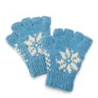 Sijjl Women's Snowflake Wool Fingerless Gloves, Turquoise/blue (turq/aqua)