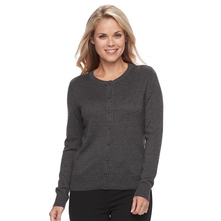 Petite Croft & Barrow&reg; Button-front Cardigan, Women's, Size: S Petite, Dark Grey