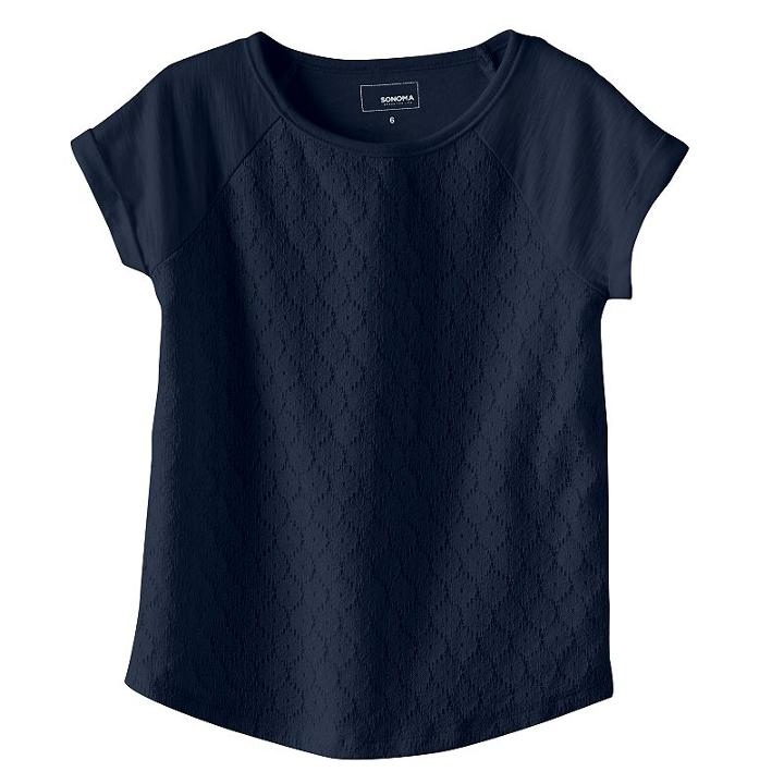 Girls 4-8 Sonoma Goods For Life&trade; Lace Raglan Tee, Girl's, Size: 4, Blue