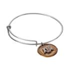 Dayna U Sterling Silver Texas A & M Aggies Antiqued Coin Bangle Bracelet, Women's, Grey