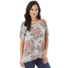 Women's Apt. 9&reg; Lattice Sleeve Tee, Size: Xl, Gray Floral