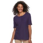 Women's Croft & Barrow&reg; Mitered Pique Top, Size: Xl, Purple