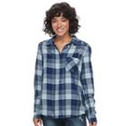 Juniors' Mudd&reg; Plaid Flannel Shirt, Teens, Size: Large, Med Blue
