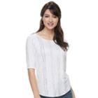 Women's Apt. 9&reg; Essential Elbow-sleeve Tee, Size: Large, Natural