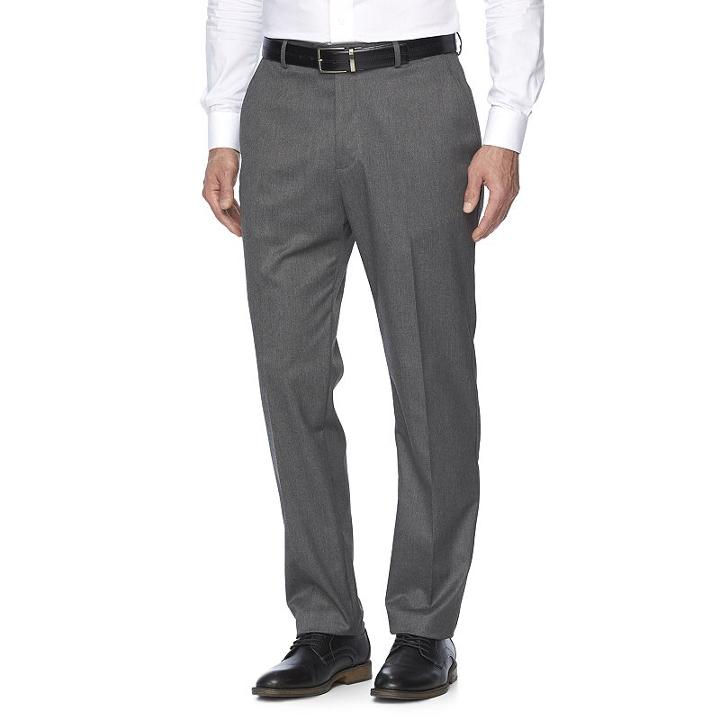 Men's Croft & Barrow&reg; True Comfort Stretch Classic-fit Flat-front Suit Pants, Size: 34x30, Grey