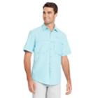 Men's Izod Saltwater Surfcaster Sportflex Classic-fit Solid Button-down Shirt, Size: Large, Turquoise/blue (turq/aqua)