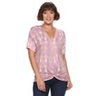 Women's Juicy Couture Dolman Knot-front Tee, Size: Small, Mulberry Tie Dye