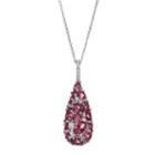 Sterling Silver Simulated Pink Sapphire & Cubic Zirconia Teardrop Pendant, Women's, Size: 18